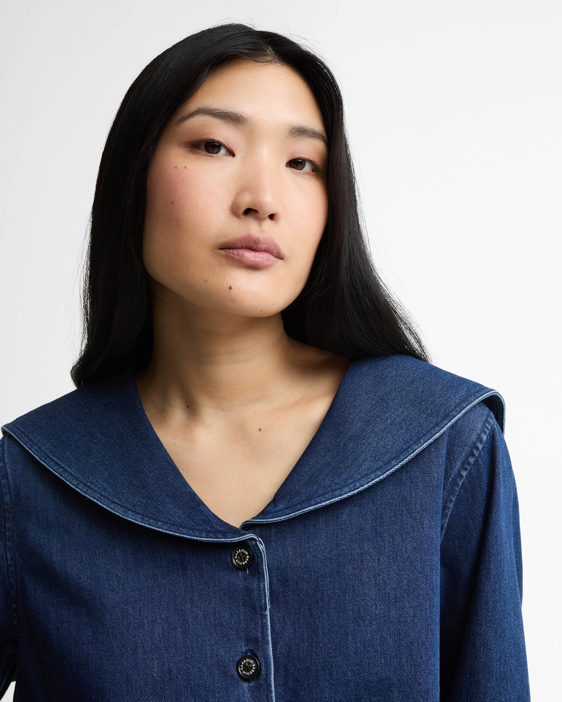 Barbour Dartmoor Womens Denim Shirt - Mid Wash Indigo | CHO | Designer Womens Shirts