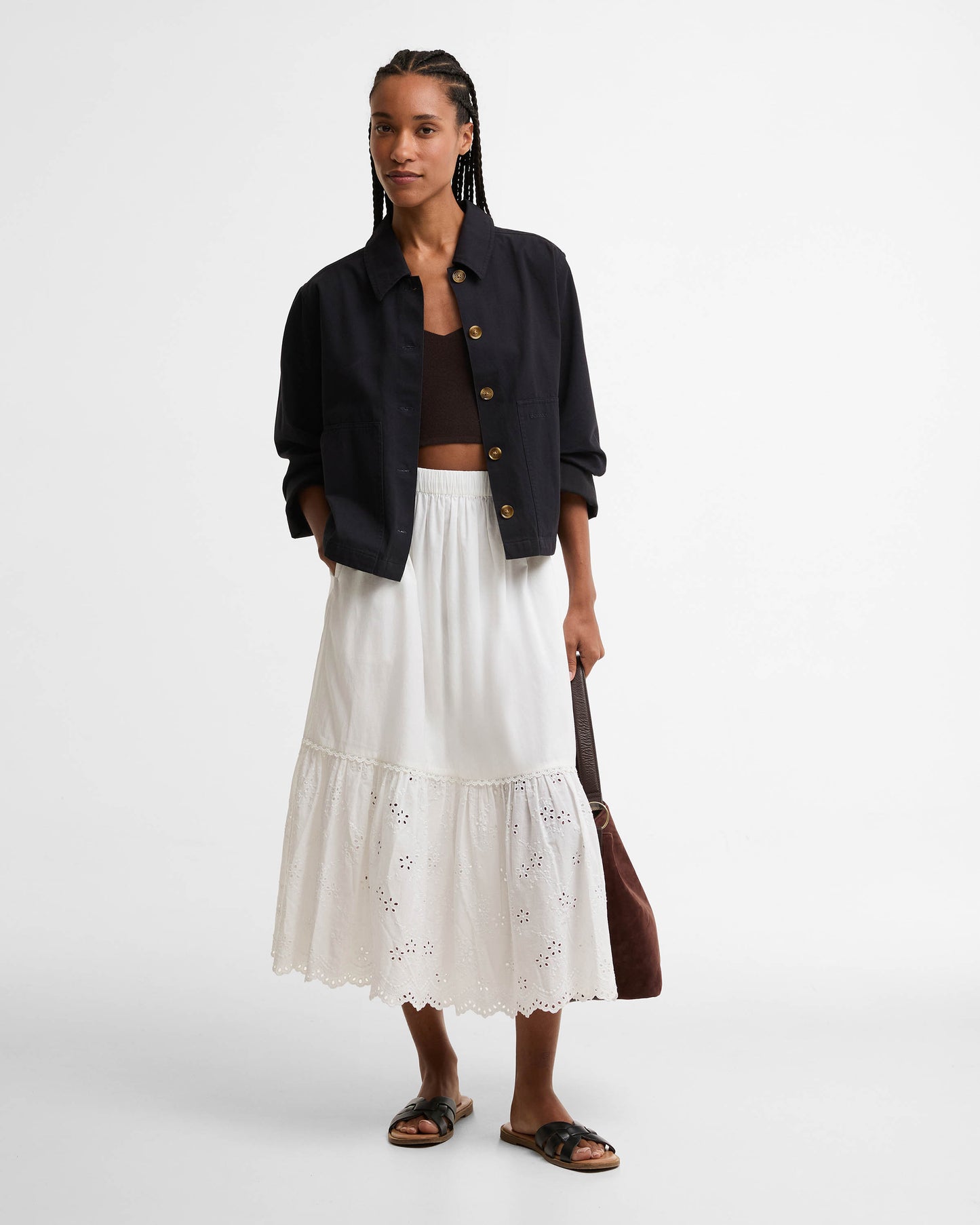 Barbour Avebury Womens Midi Skirt - White