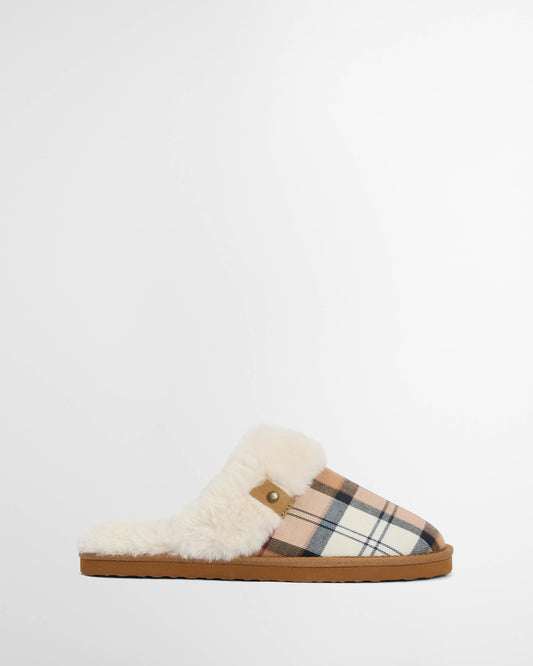 Barbour Claudia Womens Tartan Mule Slipper - Hessian Tartan