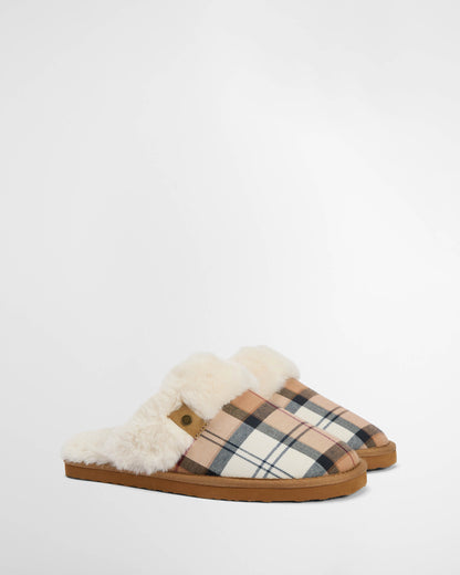 Barbour Claudia Womens Tartan Mule Slipper - Hessian Tartan
