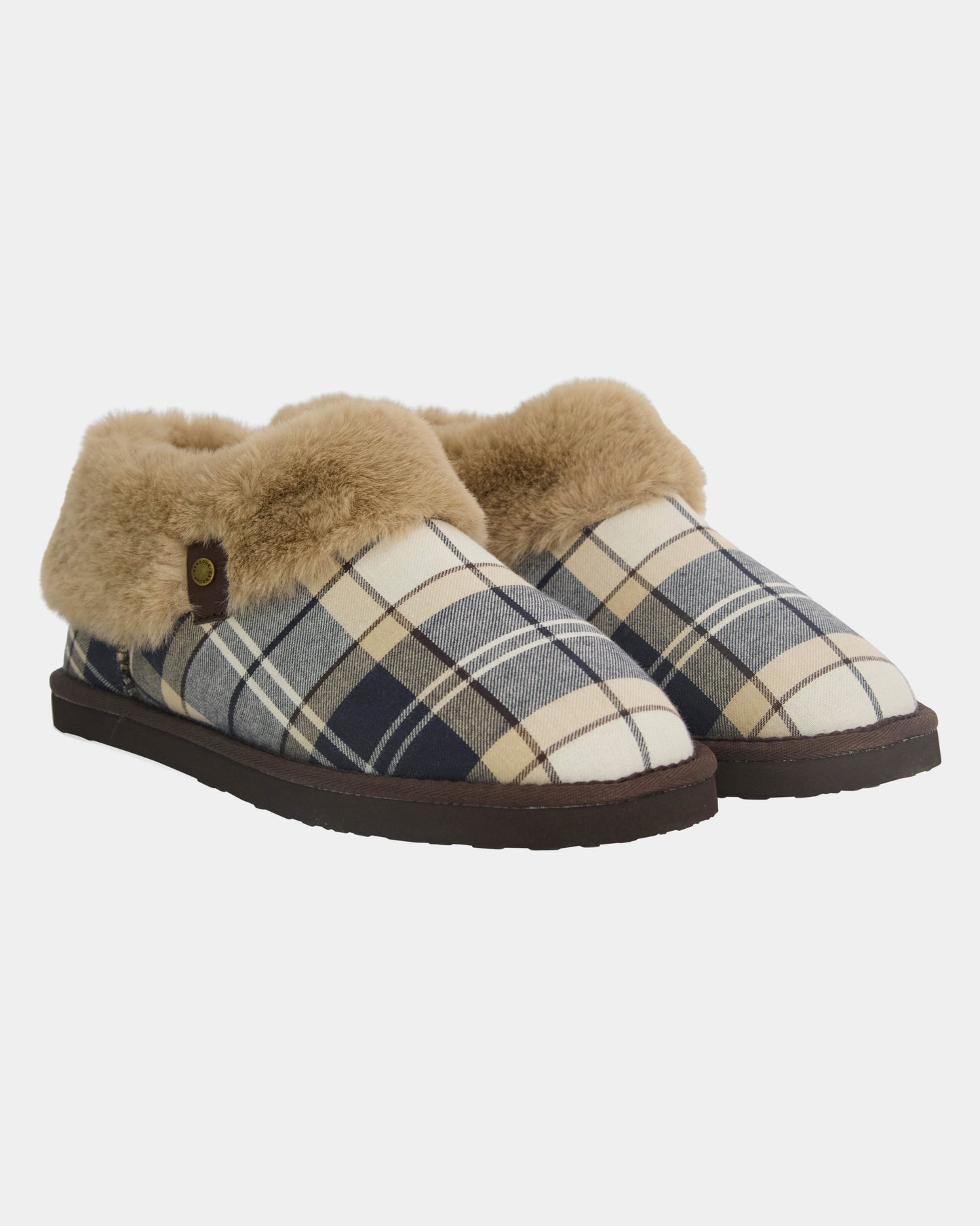 Barbour Eloise Womens Tartan Bootie Slipper - Light Birchwood Dress Tartan | CHO | Designer Womens Slippers