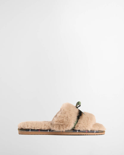 Barbour Eleanora Womens Slippers - Taupe, side.