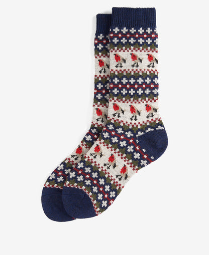Barbour Robin Fair Isle Womens Socks - Navy