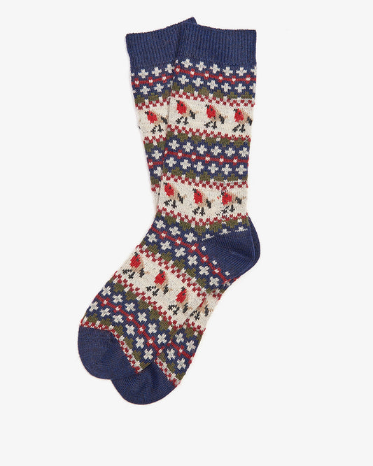 Barbour Robin Fair Isle Womens Socks - Navy