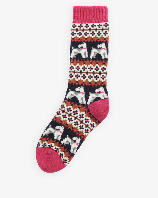 Barbour Robin Fair Isle Womens Socks - Pink