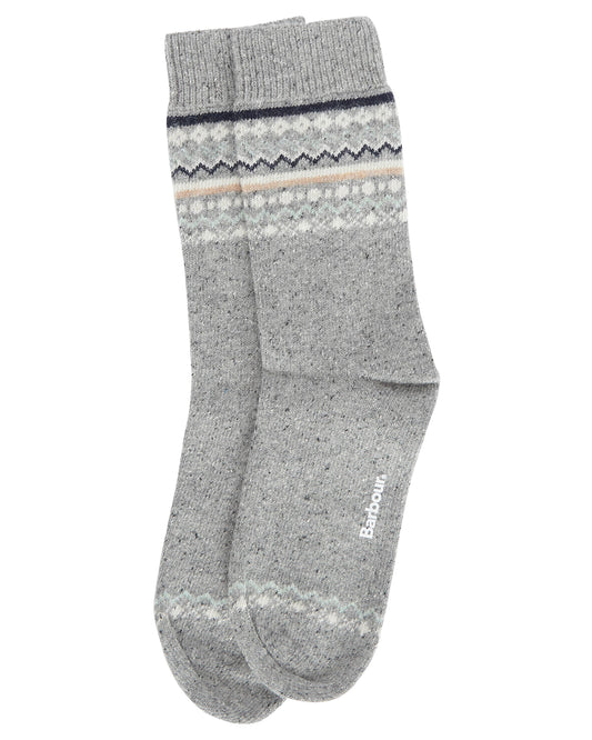 Barbour Anaise Womens Fair Isle Socks - Mid Grey/Loden