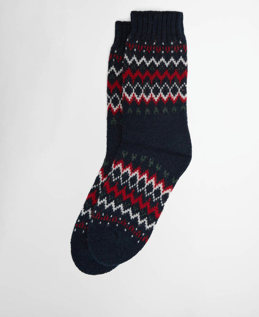 Barbour Kingsford Womens Fair Isle Socks - Navy Festive | CHO | Designer Womens Socks
