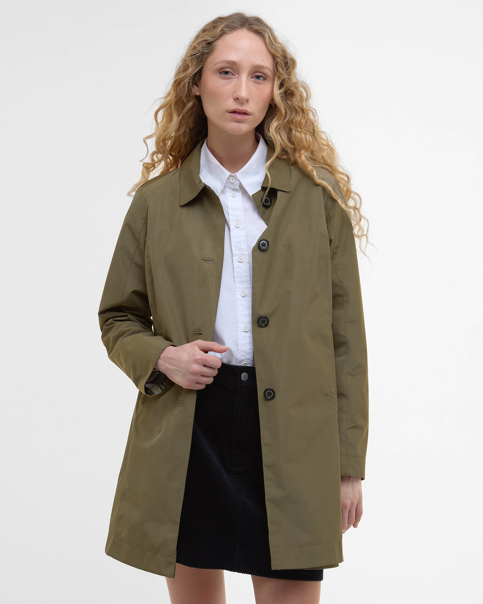 Barbour Babbity Womens Reversible Showerproof Jacket - Dusky Green/Ancient | CHO | Designer Womens Rain Coats