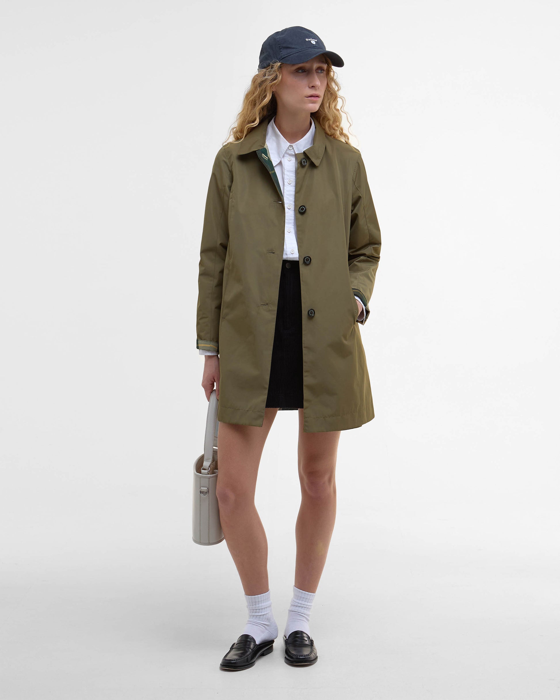 Barbour Babbity Womens Reversible Showerproof Jacket - Dusky Green/Ancient | CHO | Designer Womens Rain Coats