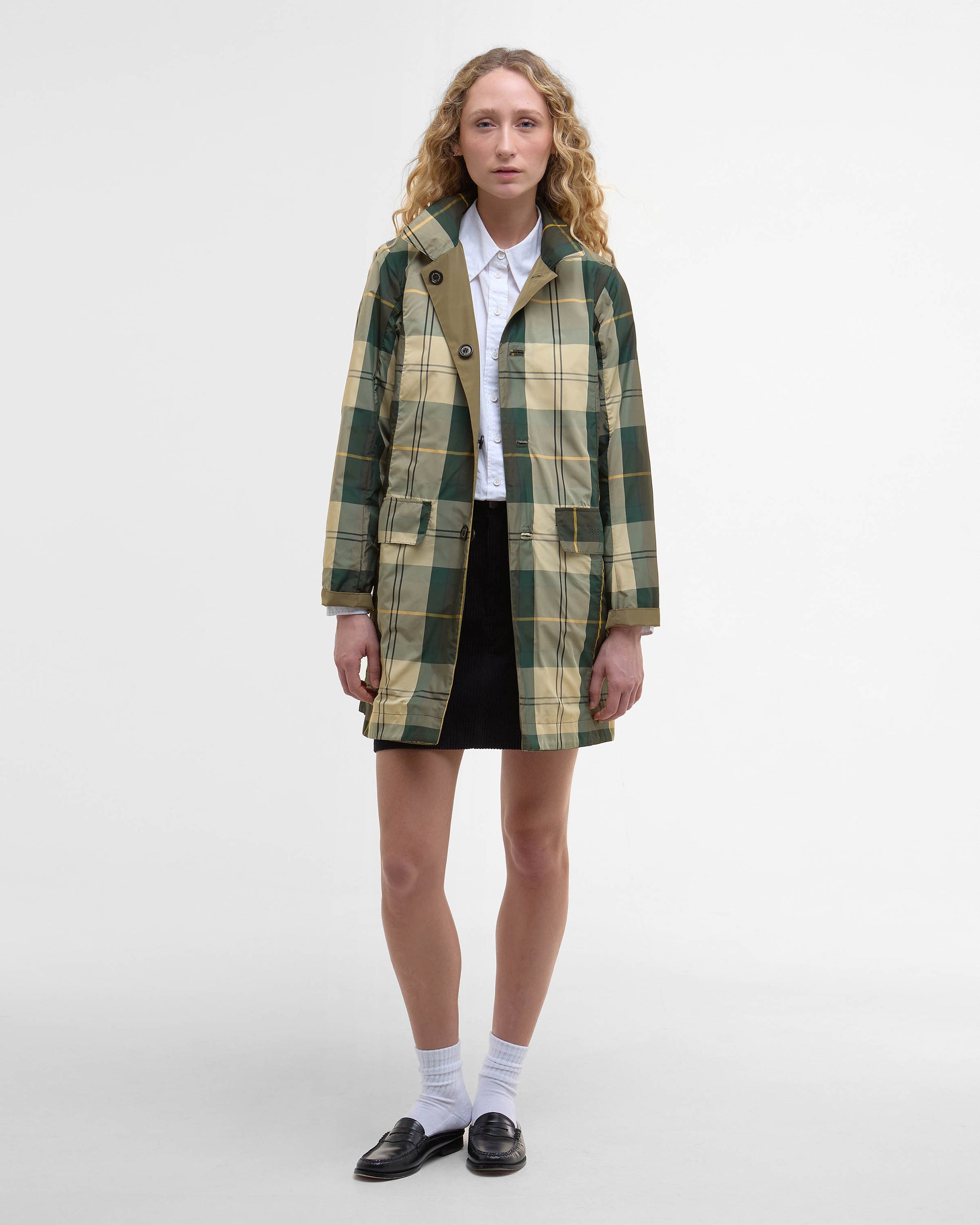 Barbour Babbity Womens Reversible Showerproof Jacket - Dusky Green/Ancient | CHO | Designer Womens Rain Coats