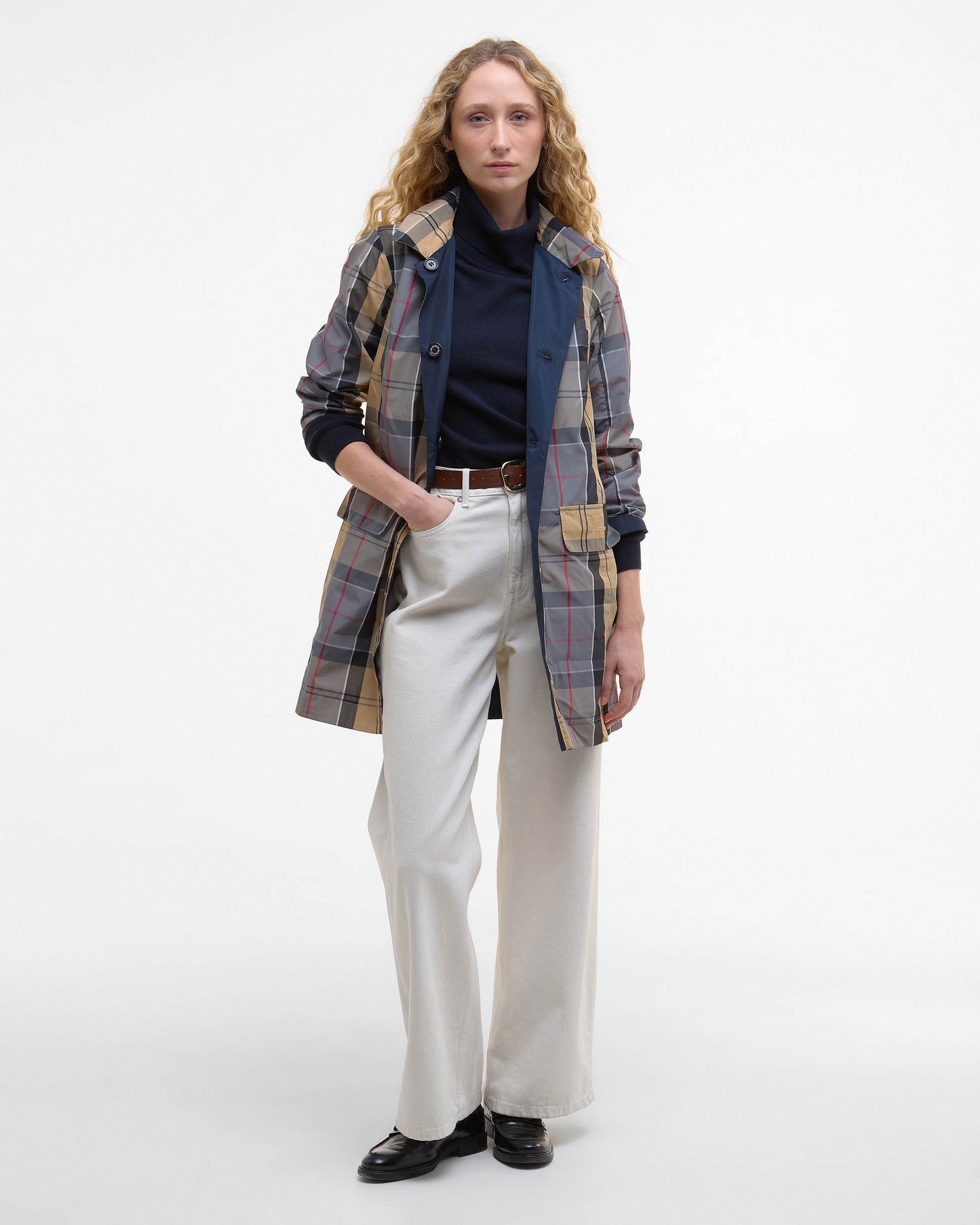 Barbour Babbity Womens Reversible Showerproof Jacket  - Navy/Dress | CHO | Designer Womens Rain Coats