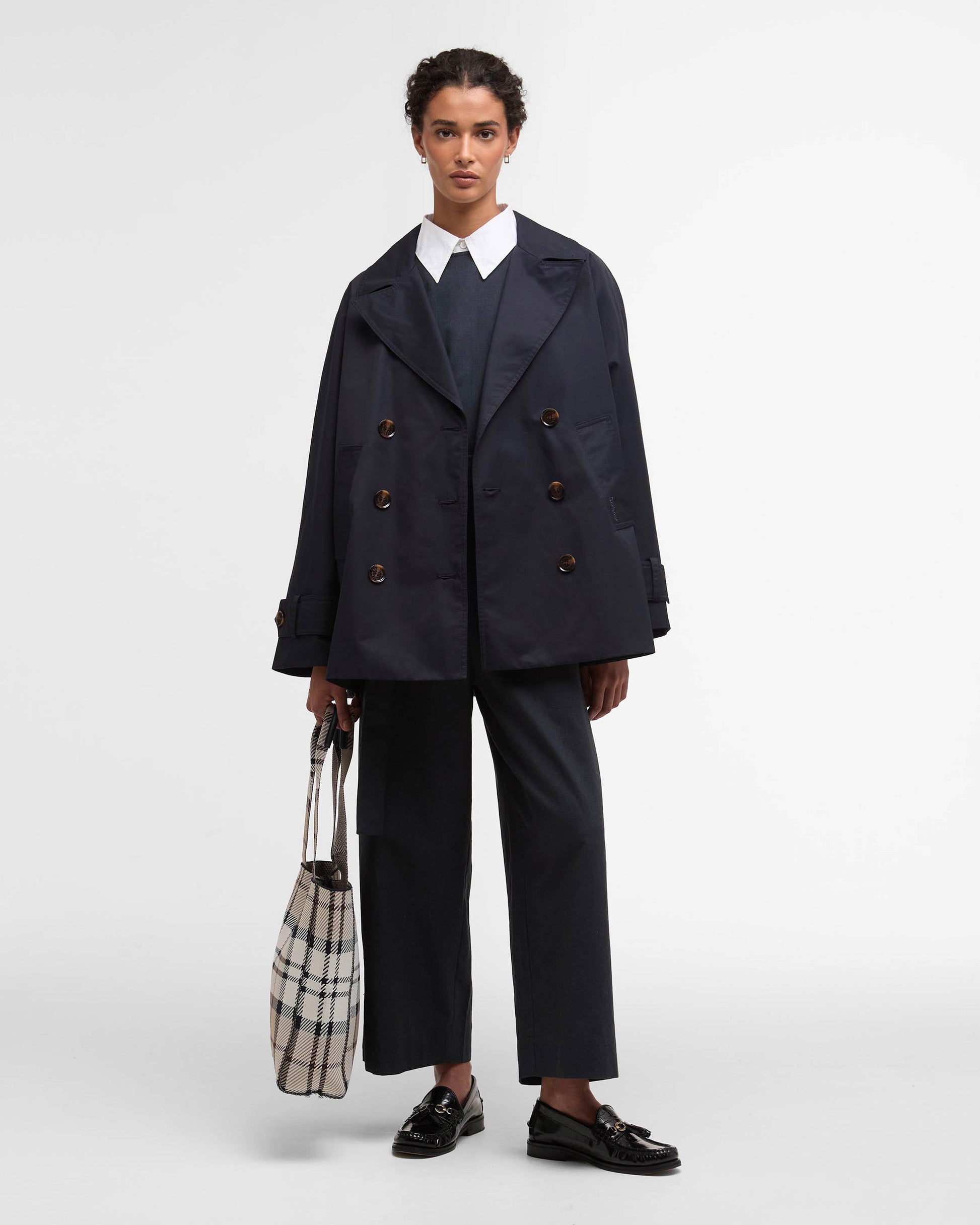 Barbour Maisy Womens Showerproof Jacket - Dark Navy / Dress Navy Tartan | CHO | Designer Womens Rain Coats