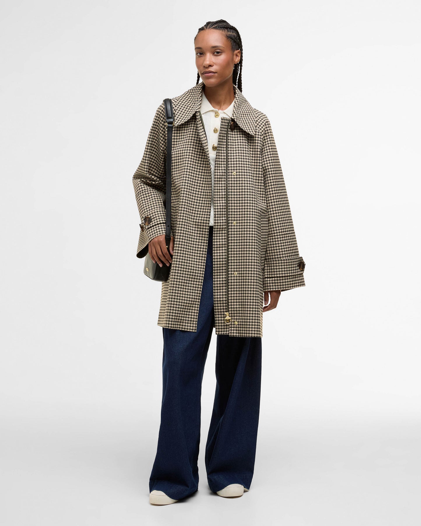 Barbour Kennedy Check Womens Showerproof Jacket - Sage Houndstooth/Mist