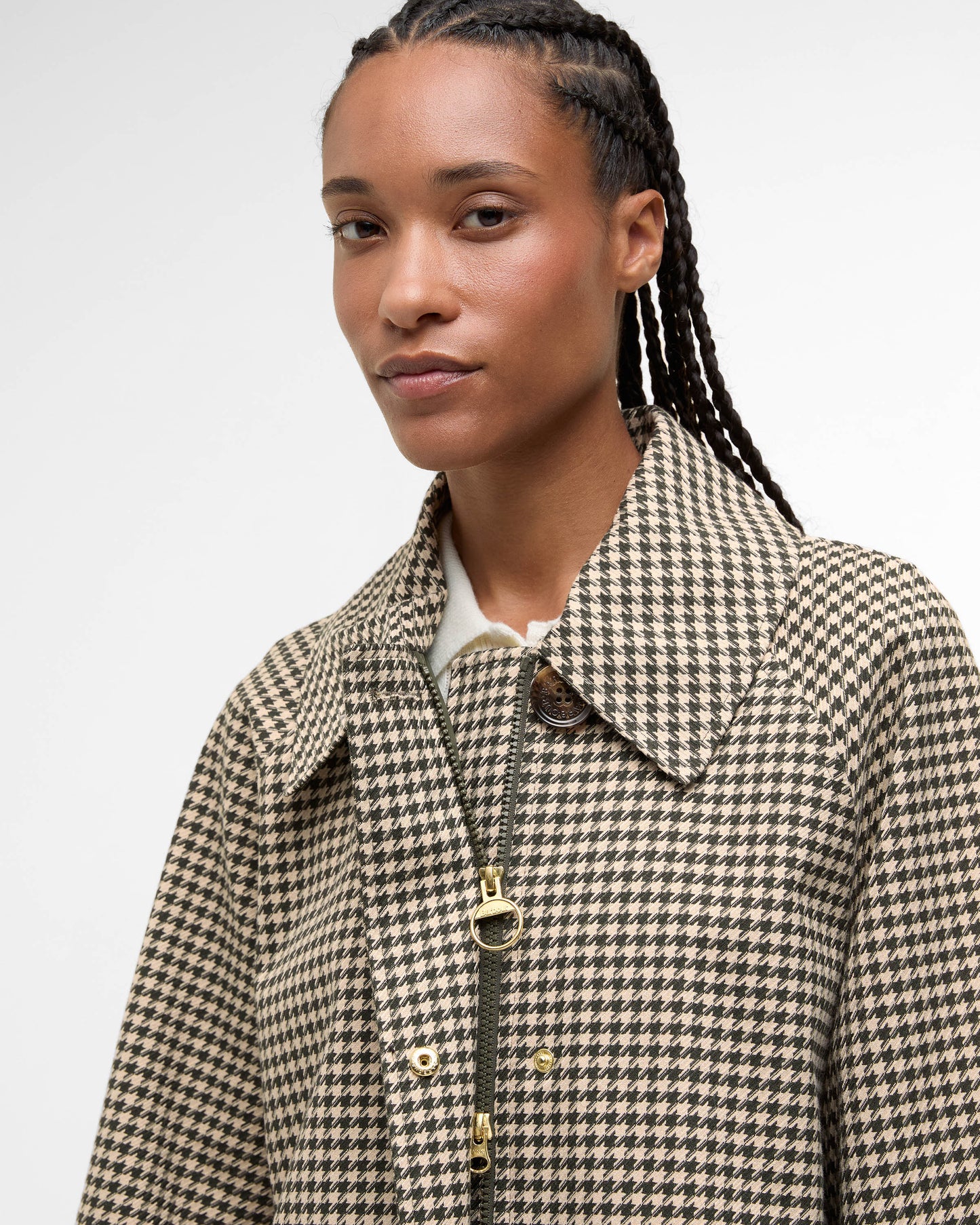 Barbour Kennedy Check Womens Showerproof Jacket - Sage Houndstooth/Mist