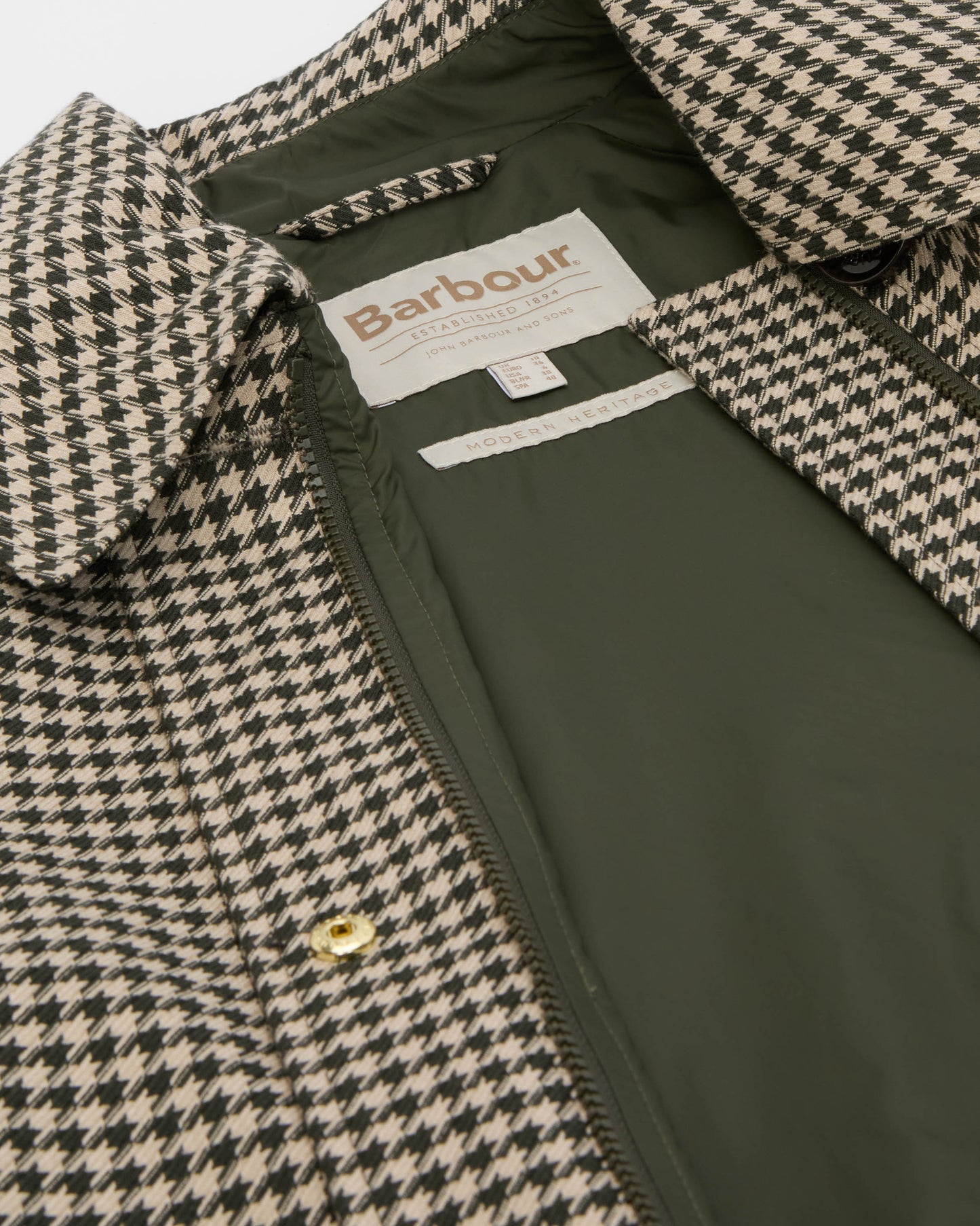 Barbour Kennedy Check Womens Showerproof Jacket - Sage Houndstooth/Mist