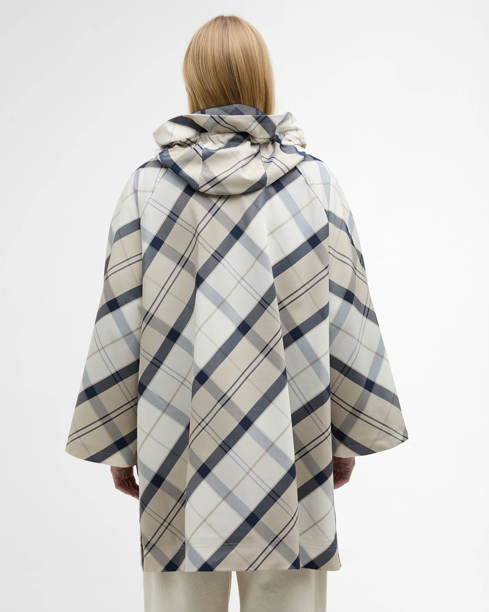 Barbour Kinsale Tartan Womens Showerproof Cape - Dress Navy Tartan | CHO | Designer Womens Rain Coats