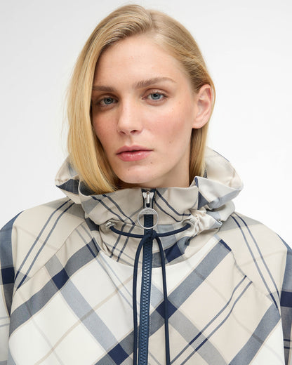 Barbour Kinsale Tartan Womens Showerproof Cape - Dress Navy Tartan | CHO | Designer Womens Rain Coats