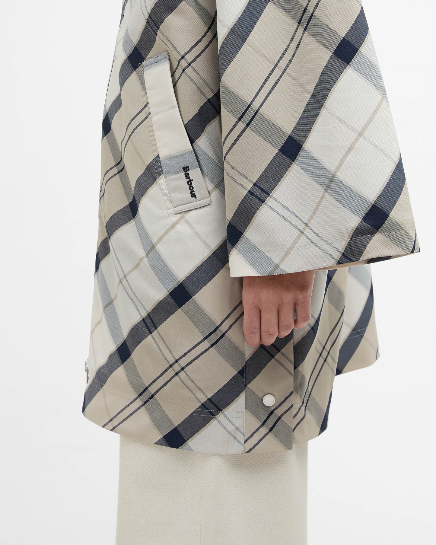 Barbour Kinsale Tartan Womens Showerproof Cape - Dress Navy Tartan | CHO | Designer Womens Rain Coats