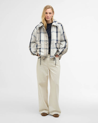 Barbour Ballina Check Womens Showerproof Jacket - Dress Navy Tartan | CHO | Designer Womens Rain Coats
