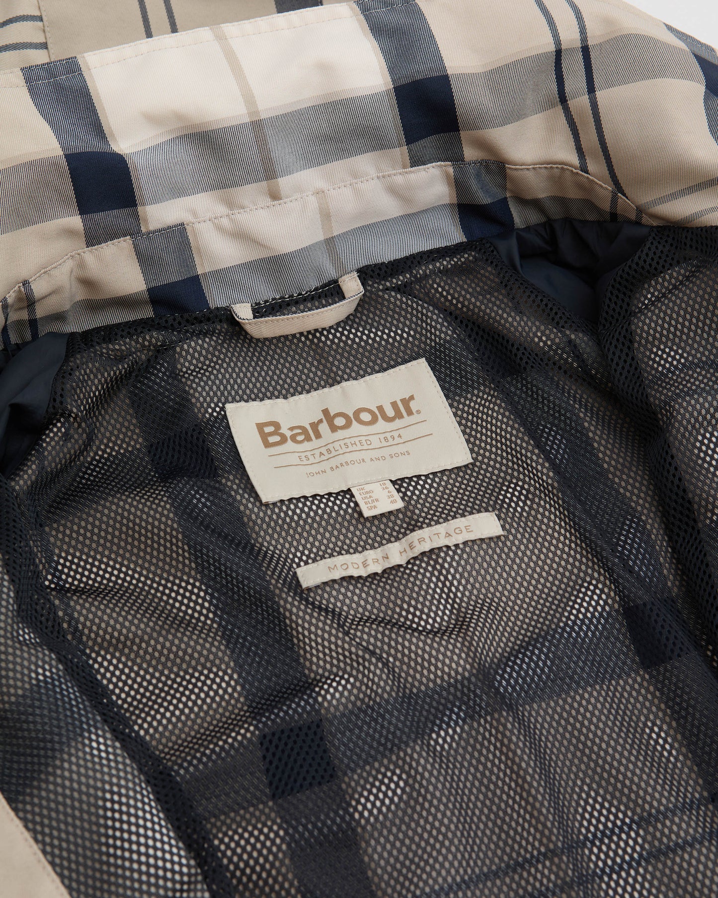 Barbour Ballina Check Womens Showerproof Jacket - Dress Navy Tartan | CHO | Designer Womens Rain Coats
