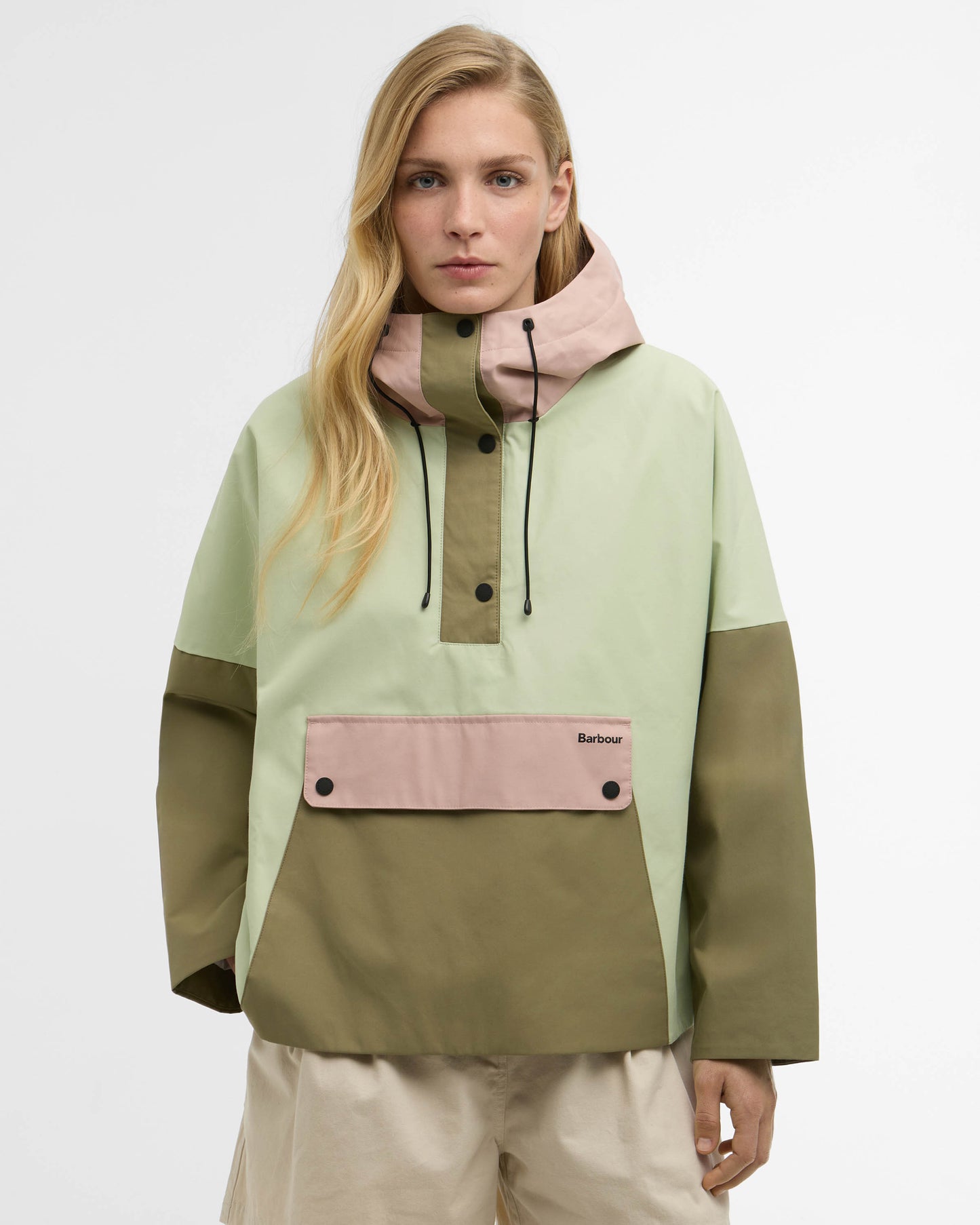 Barbour Bedafell Womens Showerproof Jacket - Spring Green / Gardenia / Bleached Olive | CHO | Designer Womens Rain Coats