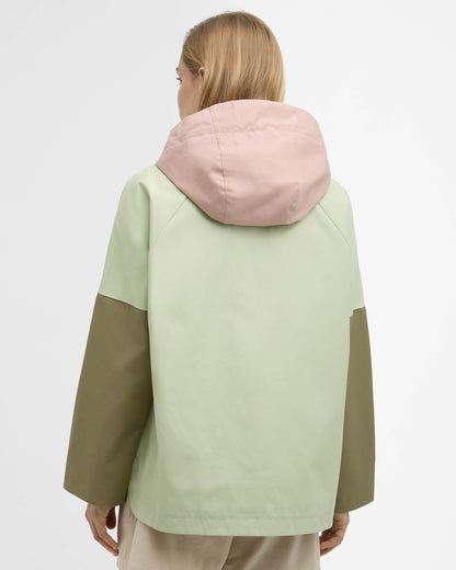 Barbour Bedafell Womens Showerproof Jacket - Spring Green / Gardenia / Bleached Olive | CHO | Designer Womens Rain Coats