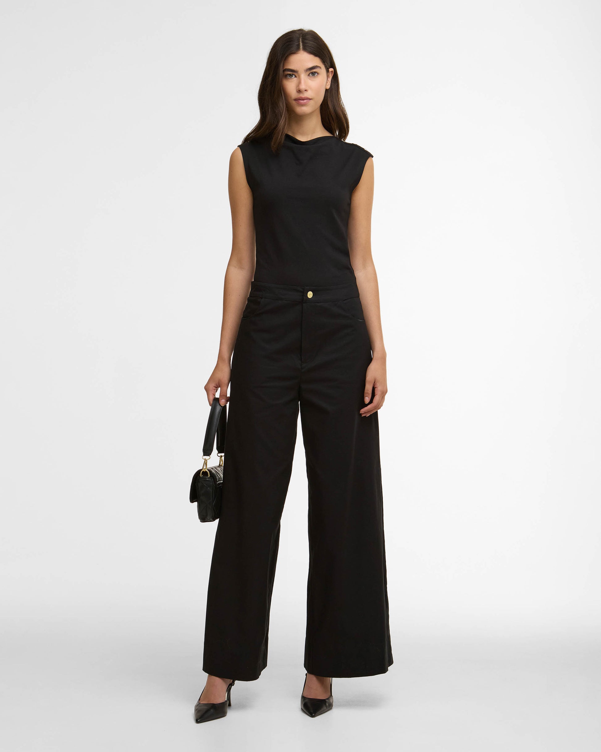 Barbour International Alexis Womens Wide Leg Trousers - Black | CHO | Designer Womens Trousers