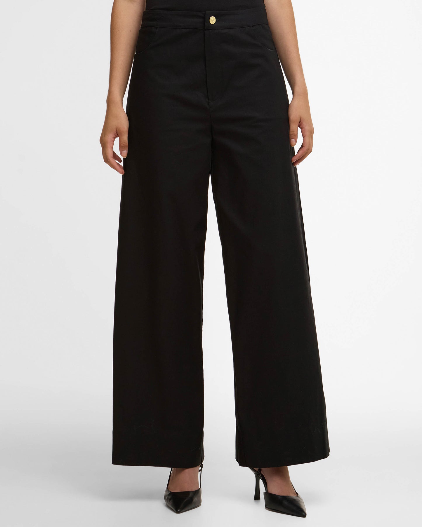 Barbour International Alexis Womens Wide Leg Trousers - Black | CHO | Designer Womens Trousers