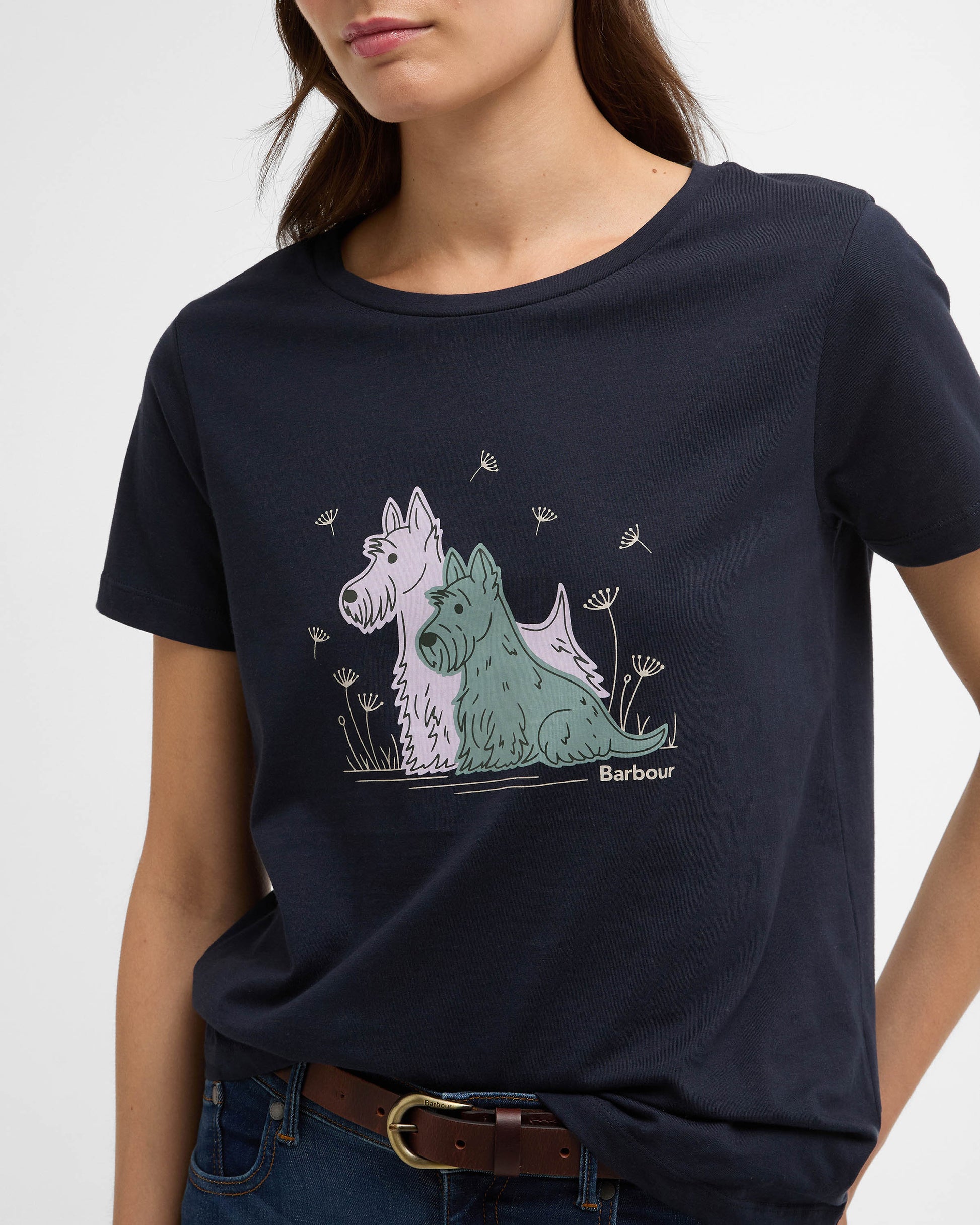 Barbour Clover Womens T-Shirt - Navy | CHO | Designer Womens T-Shirts