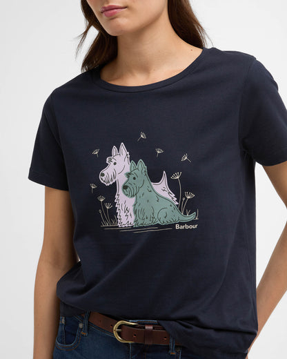 Barbour Clover Womens T-Shirt - Navy | CHO | Designer Womens T-Shirts