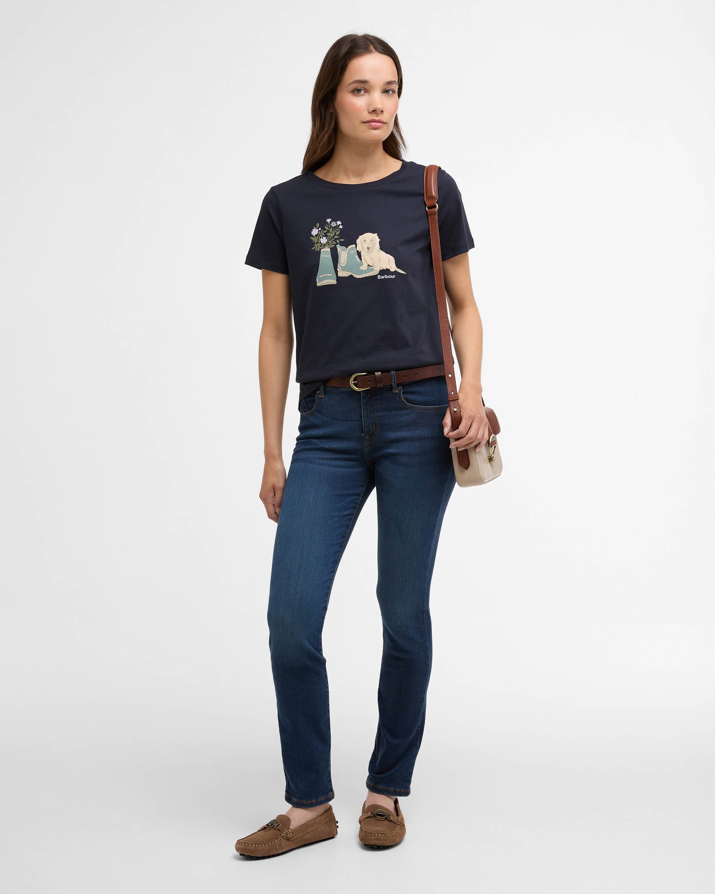 Barbour Brambles Womens T-Shirt - Navy | CHO | Designer Womens T-Shirts
