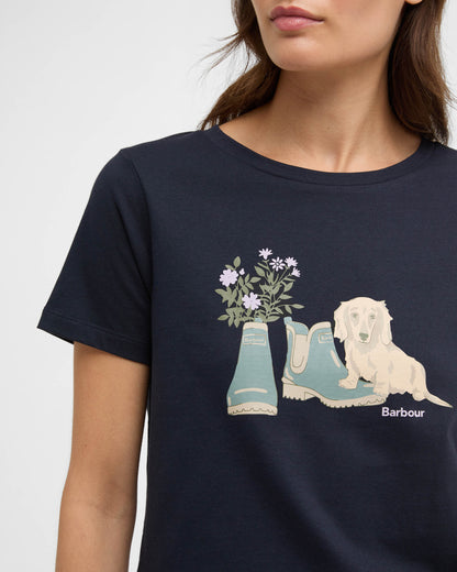 Barbour Brambles Womens T-Shirt - Navy | CHO | Designer Womens T-Shirts