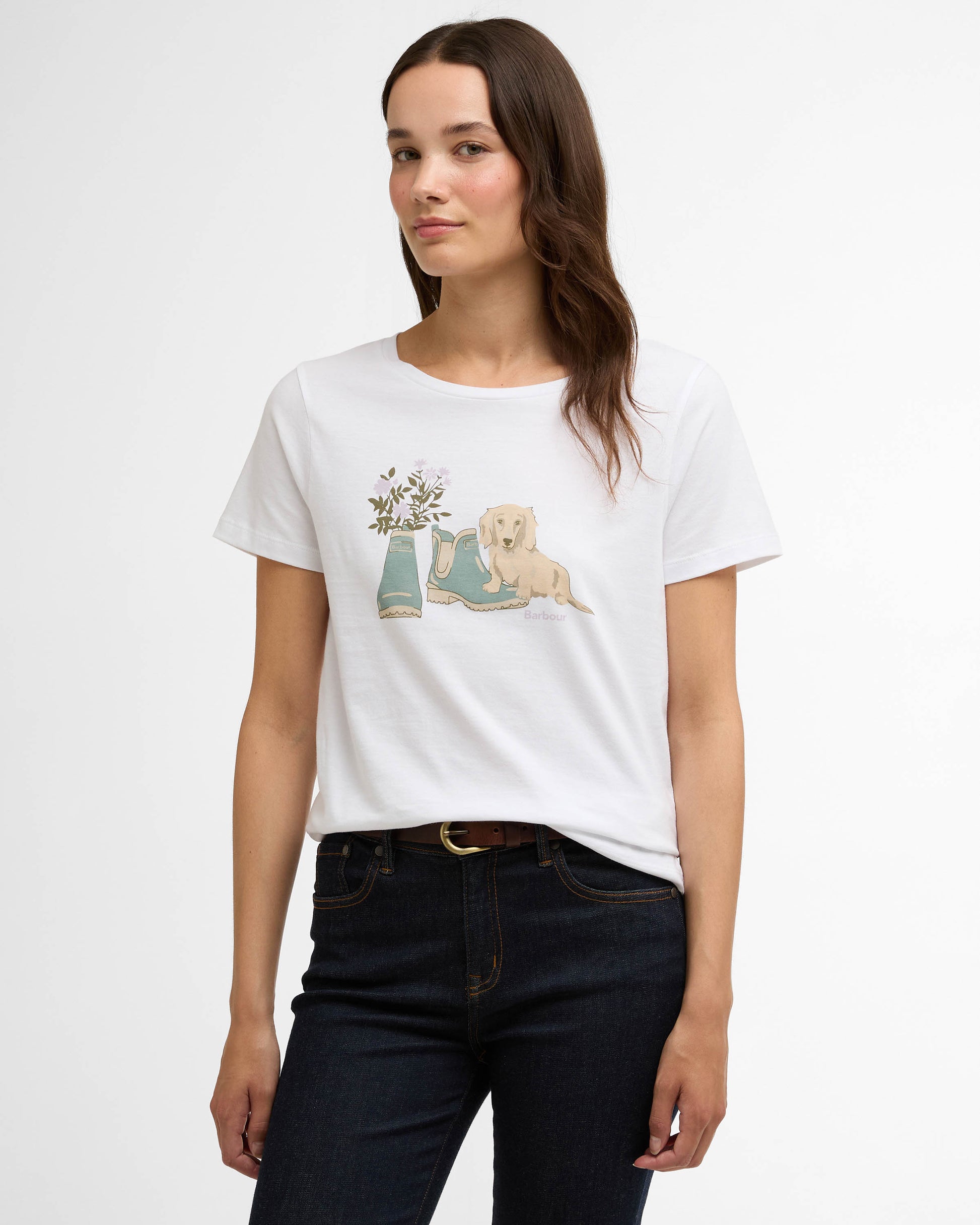Barbour Brambles Womens T-Shirt - White | CHO | Designer Womens T-Shirts
