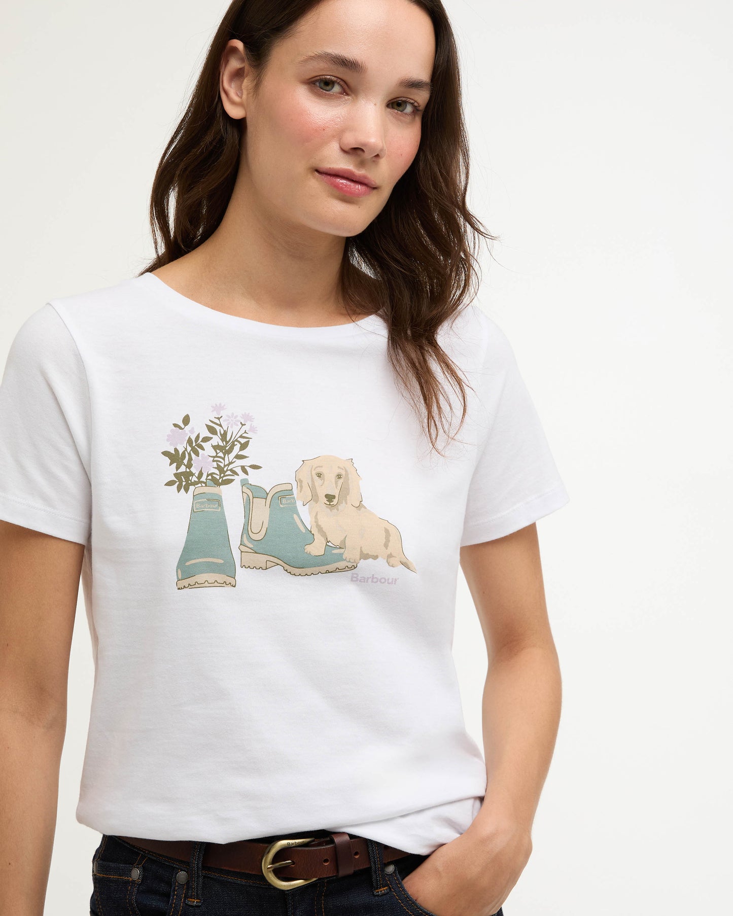 Barbour Brambles Womens T-Shirt - White | CHO | Designer Womens T-Shirts