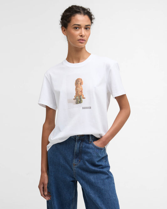 Barbour Bedale Womens T-Shirt - White | CHO | Designer Womens T-Shirts