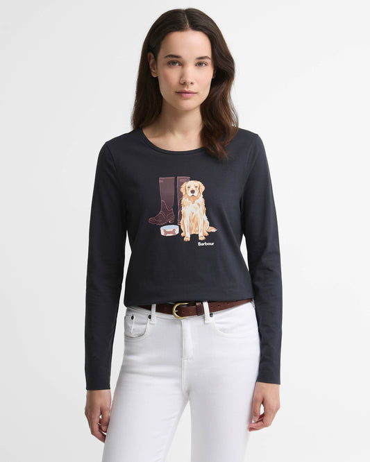 Barbour Hedley Womens Long Sleeve T - Shirt - Dark Navy | CHO | Designer Womens Long Sleeve T - Shirts