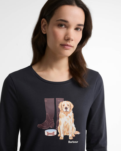 Barbour Hedley Womens Long Sleeve T - Shirt - Dark Navy | CHO | Designer Womens Long Sleeve T - Shirts
