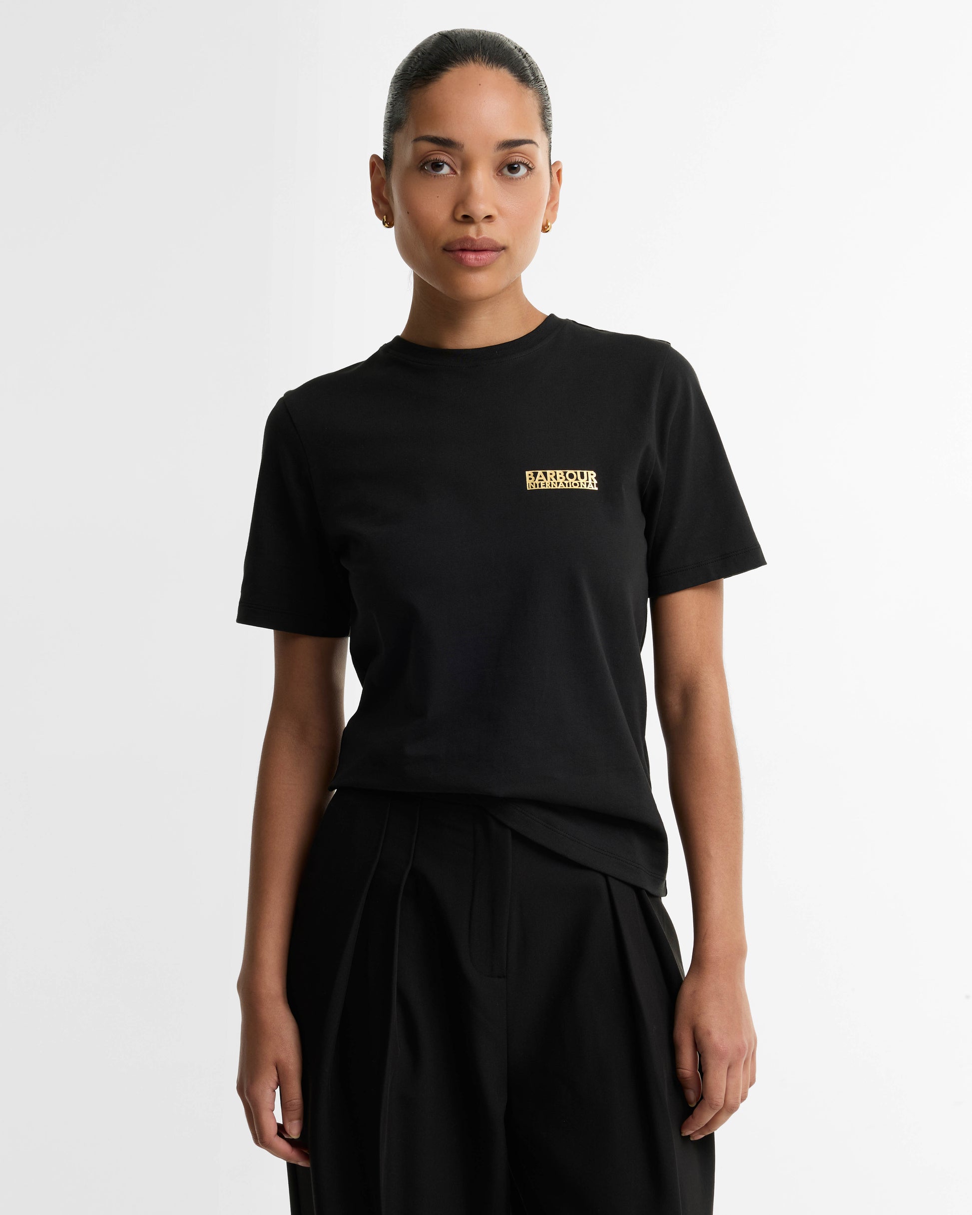Barbour International Colletta Womens T - Shirt - Black | CHO | Designer Womens Short Sleeve T - Shirts