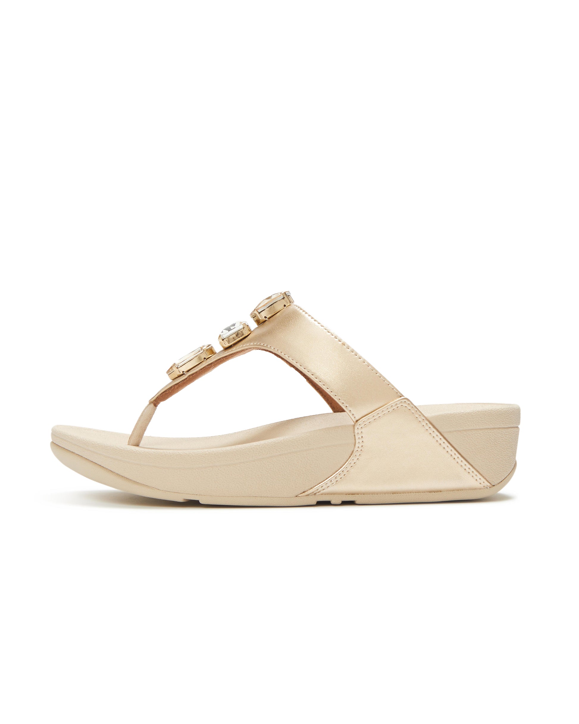 FitFlop Womens Lulu Ultra-Jewel Metallic Toe-Post Sandals - Platino 675 | CHO | Designer Womens Sandals