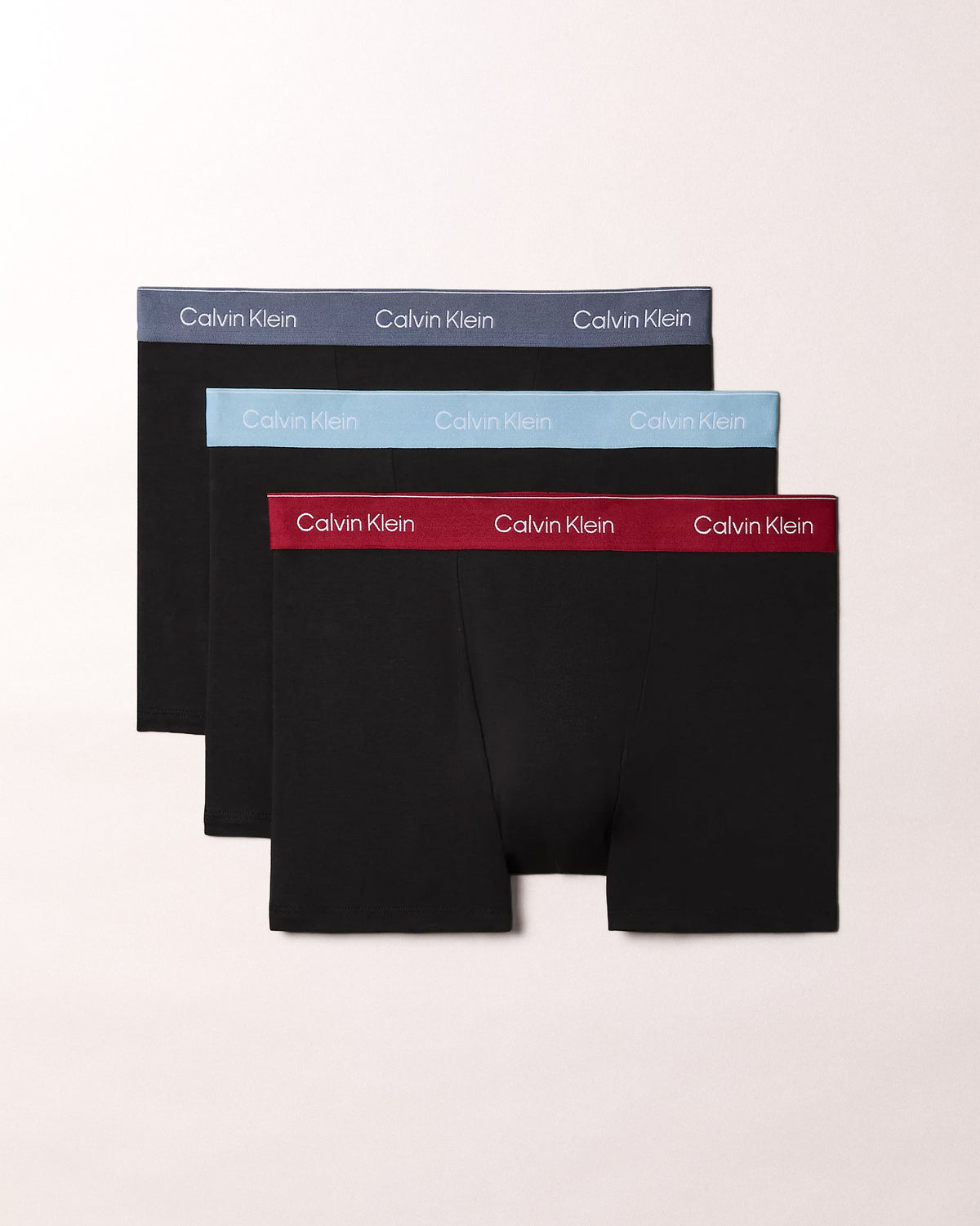 Calvin Klein 3 Pack Icon Cotton Stretch Mens Relaxed Fit Trunks - Black/Rio Red/Forget Me Not
