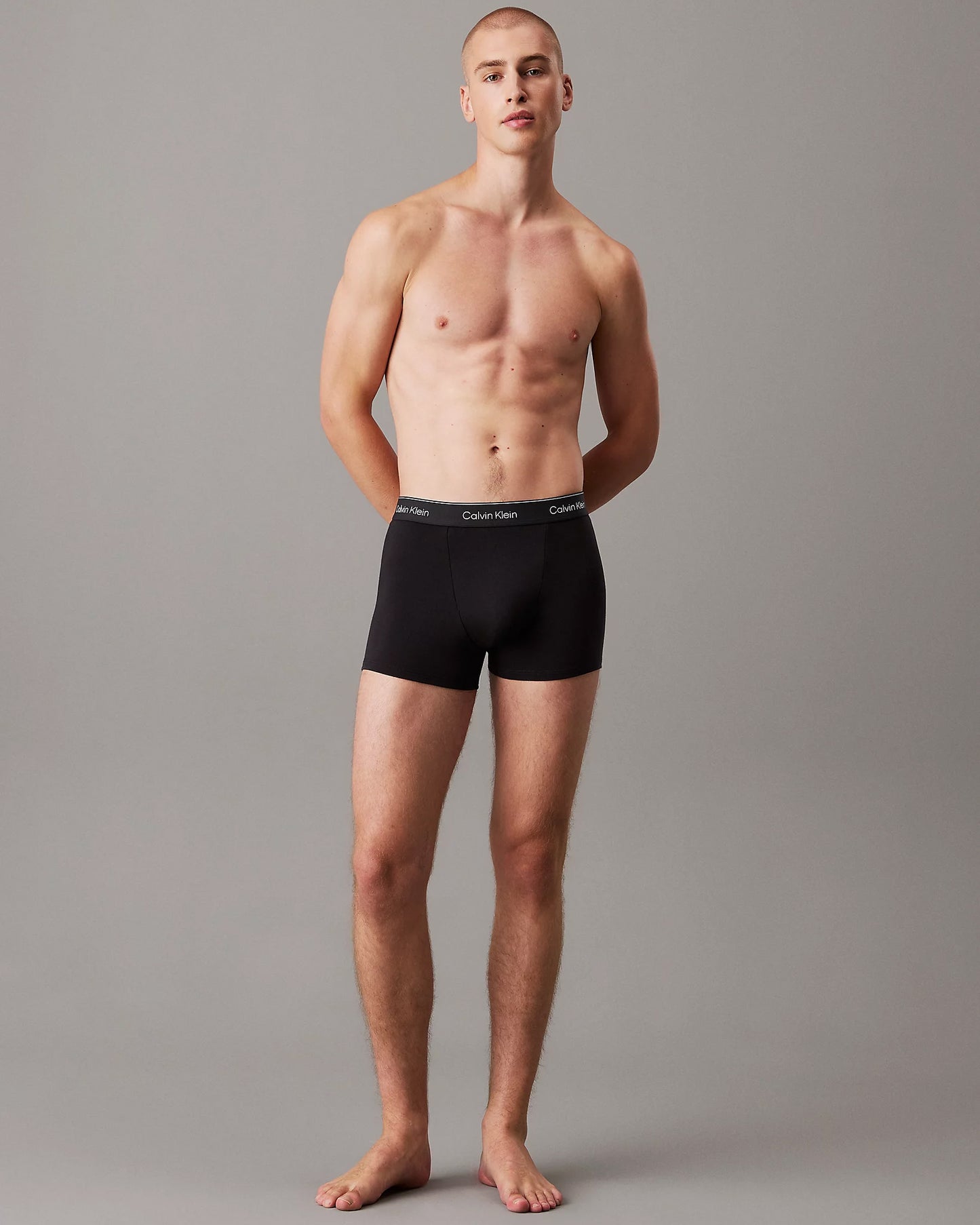 Calvin Klein 3 Pack Icon Cotton Stretch Mens Relaxed Fit Trunks - Black/Black/Black