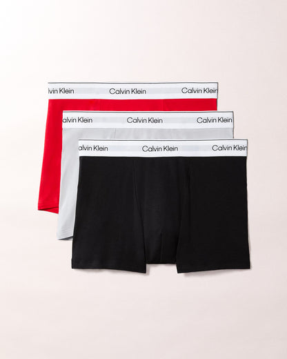 Calvin Klein 3 Pack Icon Mens Relaxed Fit Trunks - Black/Goji Berry/Harbor Mist