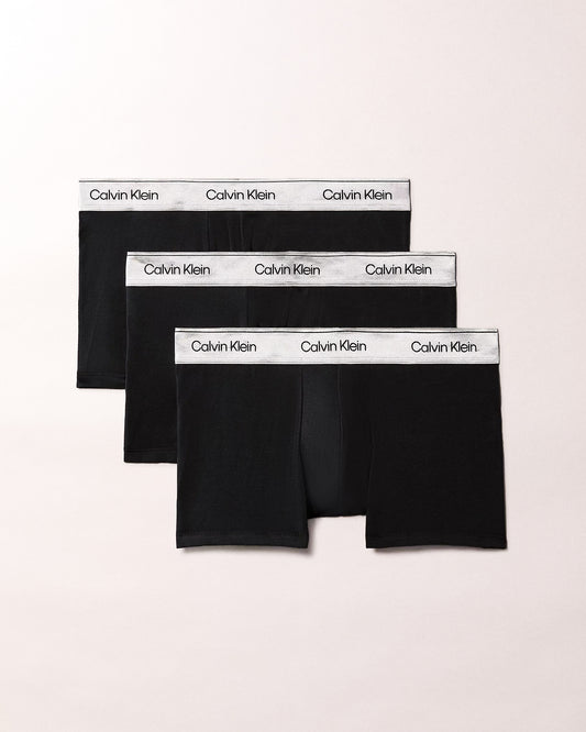 Calvin Klein 3 Pack Icon Cotton Stretch Mens Trunks - Black/Silver Haze | CHO | Designer Mens Underwear
