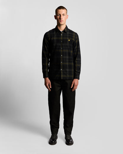 Lyle & Scott Tartan Corduroy Shirt - Z865 Jet Black