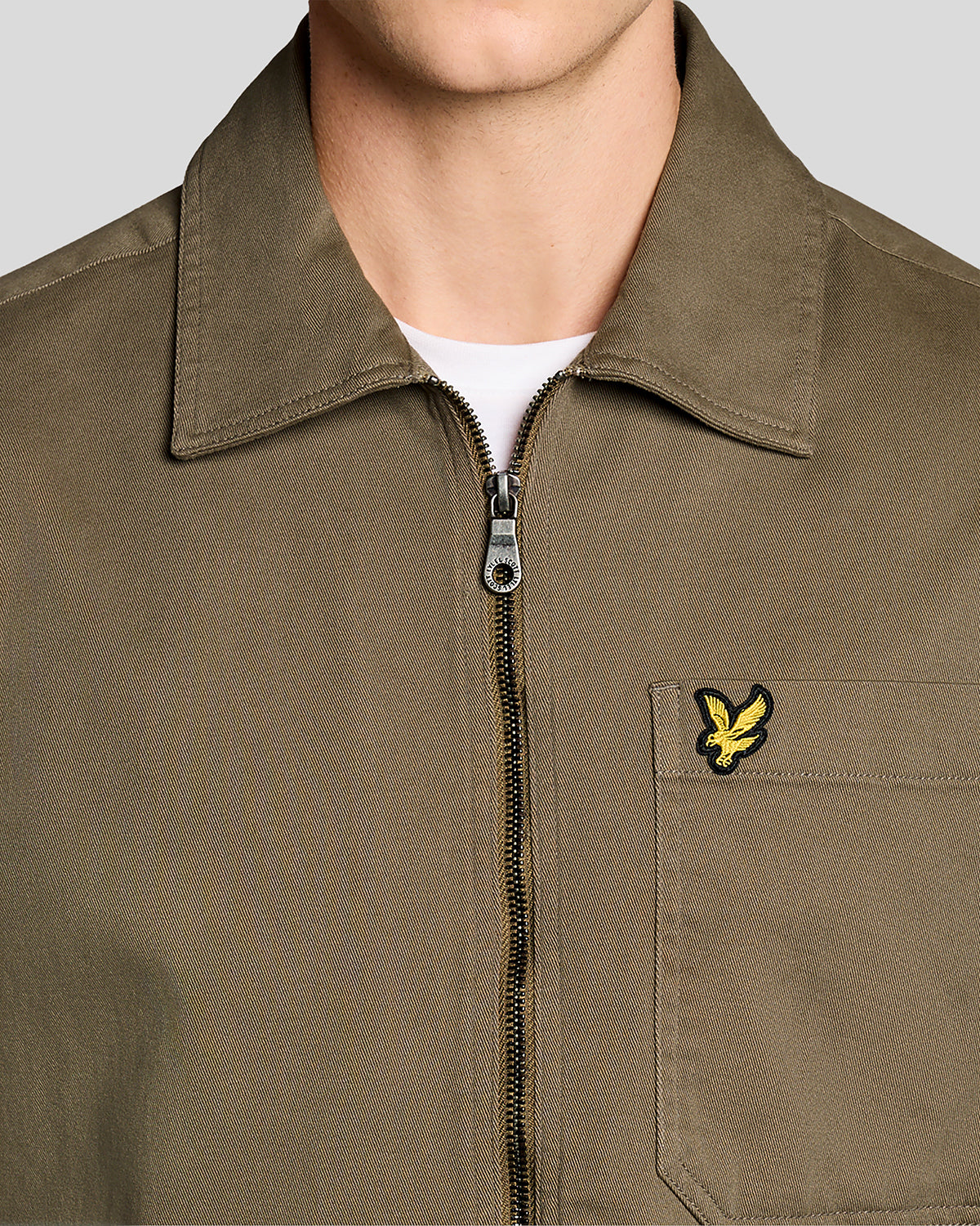 Lyle & Scott Enzyme Wash Mens Zip Overshirt - X569 Khaki Ash