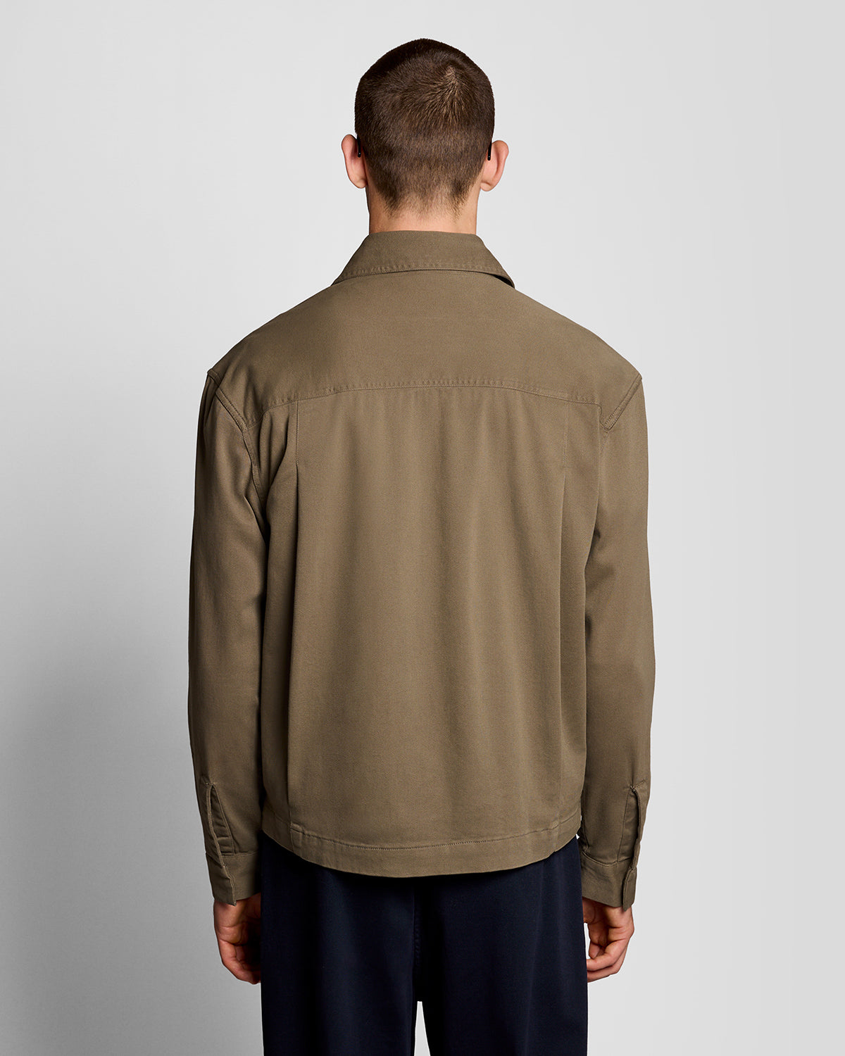 Lyle & Scott Enzyme Wash Mens Zip Overshirt - X569 Khaki Ash