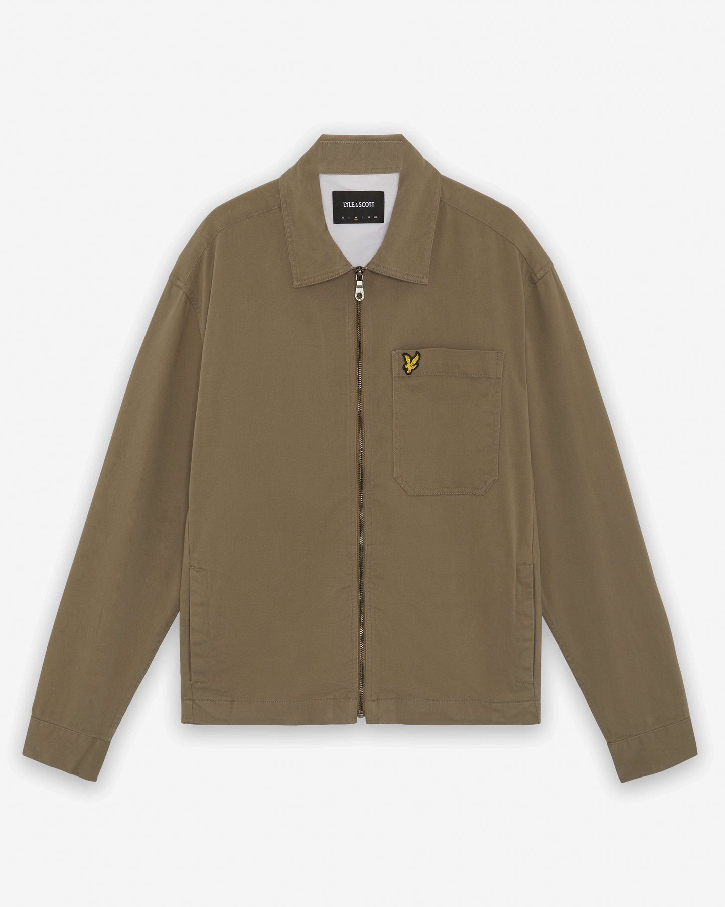 Lyle & Scott Enzyme Wash Mens Zip Overshirt - X569 Khaki Ash