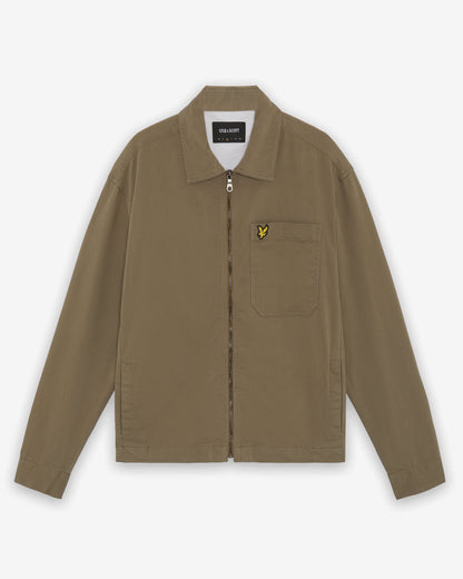 Lyle & Scott Enzyme Wash Mens Zip Overshirt - X569 Khaki Ash