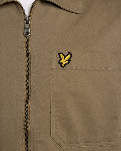 Lyle & Scott Enzyme Wash Mens Zip Overshirt - X569 Khaki Ash