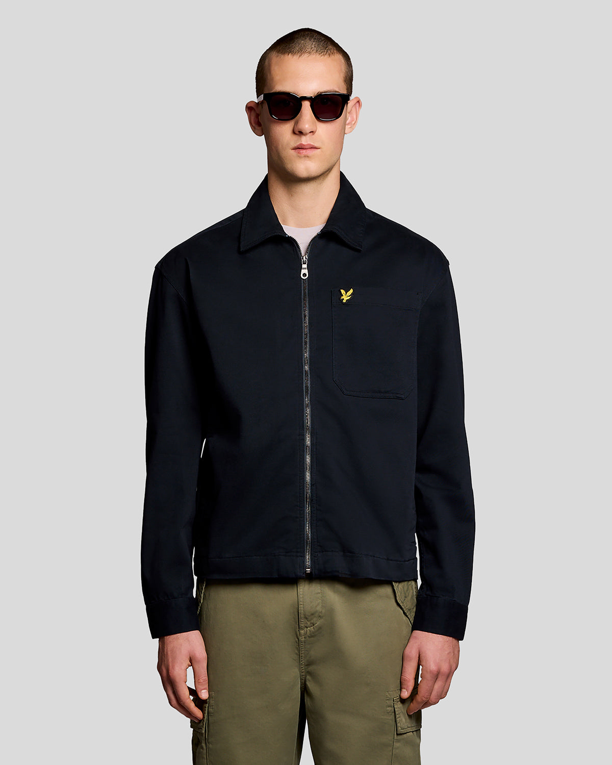 Lyle & Scott Enzyme Wash Mens Zip Overshirt - Z271 Dark Navy